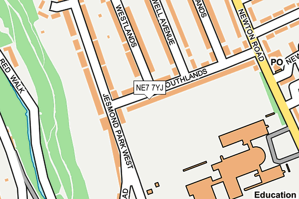 NE7 7YJ map - OS OpenMap – Local (Ordnance Survey)