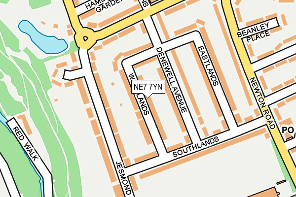 NE7 7YN map - OS OpenMap – Local (Ordnance Survey)