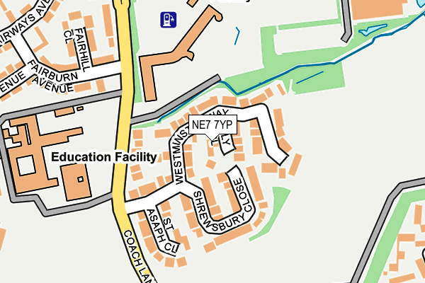 NE7 7YP map - OS OpenMap – Local (Ordnance Survey)