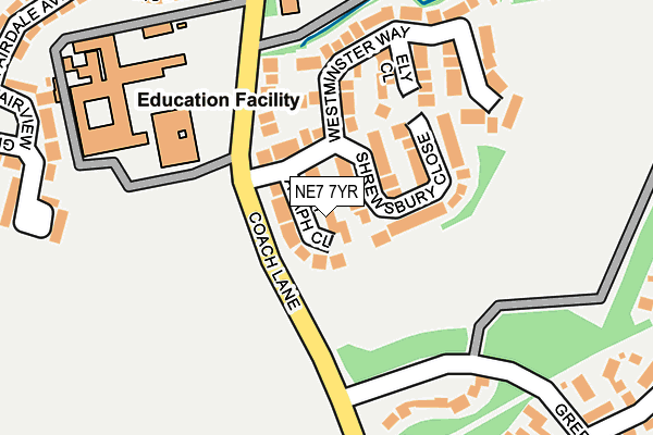 NE7 7YR map - OS OpenMap – Local (Ordnance Survey)