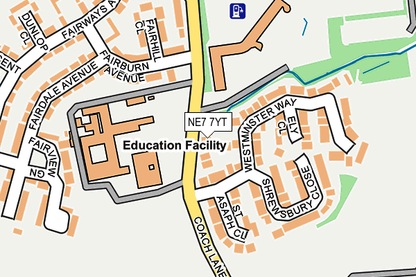 NE7 7YT map - OS OpenMap – Local (Ordnance Survey)
