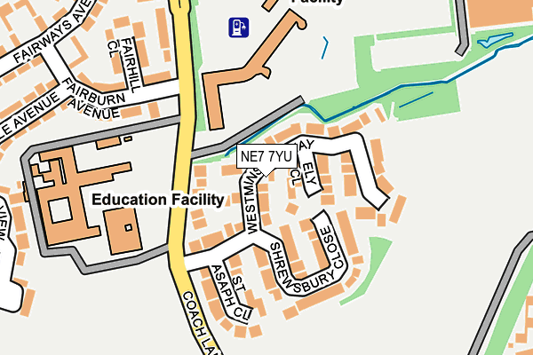 NE7 7YU map - OS OpenMap – Local (Ordnance Survey)