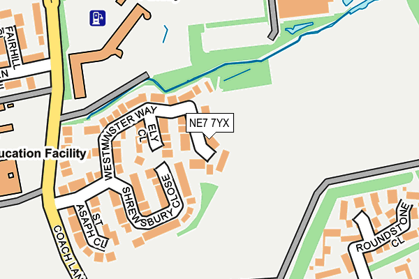 NE7 7YX map - OS OpenMap – Local (Ordnance Survey)