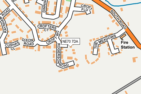 NE70 7DA map - OS OpenMap – Local (Ordnance Survey)