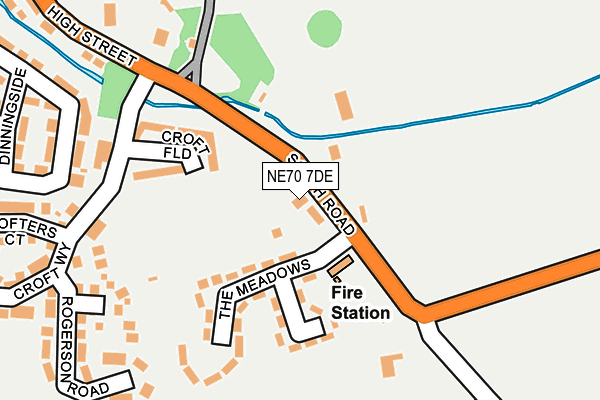 NE70 7DE map - OS OpenMap – Local (Ordnance Survey)