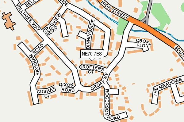 NE70 7ES map - OS OpenMap – Local (Ordnance Survey)