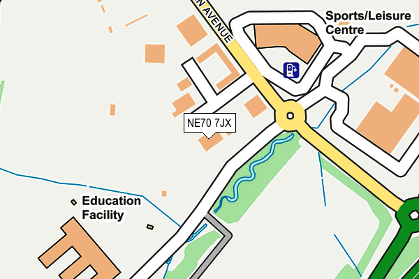 NE70 7JX map - OS OpenMap – Local (Ordnance Survey)