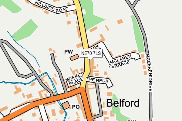 NE70 7LS map - OS OpenMap – Local (Ordnance Survey)