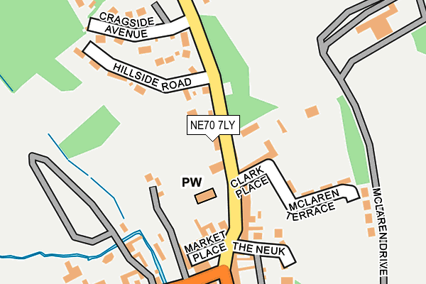 NE70 7LY map - OS OpenMap – Local (Ordnance Survey)