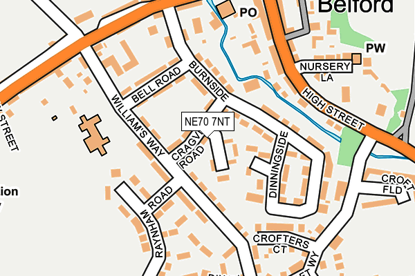 NE70 7NT map - OS OpenMap – Local (Ordnance Survey)