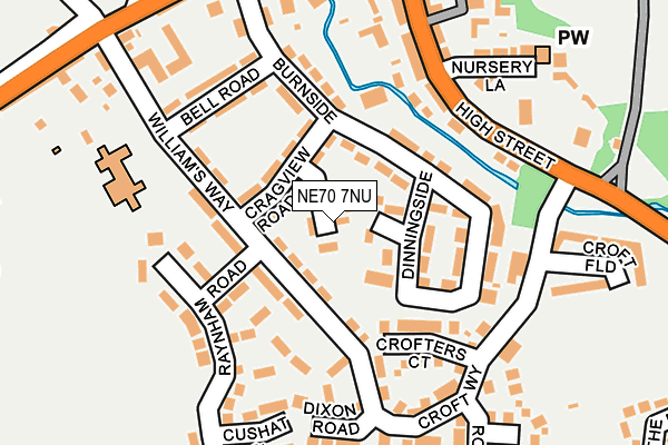 NE70 7NU map - OS OpenMap – Local (Ordnance Survey)