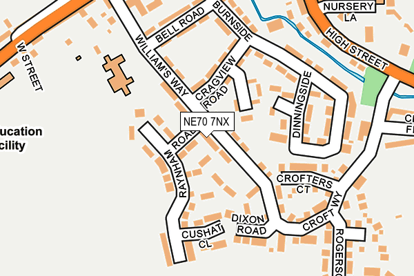 NE70 7NX map - OS OpenMap – Local (Ordnance Survey)