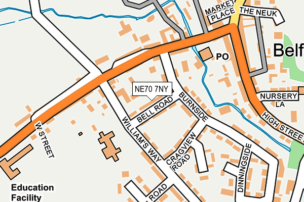 NE70 7NY map - OS OpenMap – Local (Ordnance Survey)