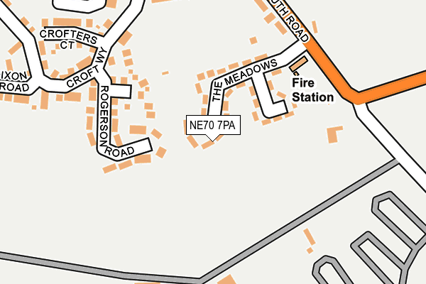 NE70 7PA map - OS OpenMap – Local (Ordnance Survey)