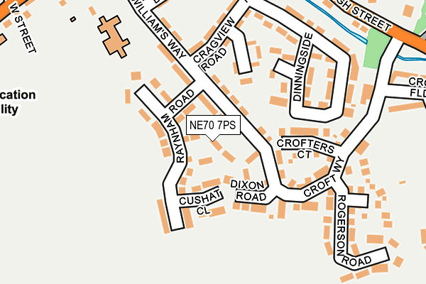 NE70 7PS map - OS OpenMap – Local (Ordnance Survey)