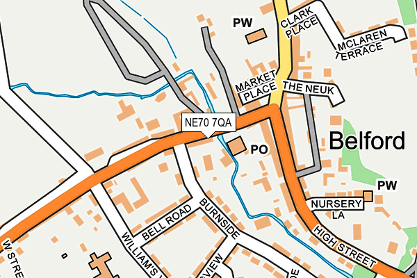NE70 7QA map - OS OpenMap – Local (Ordnance Survey)