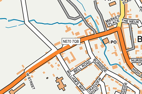 NE70 7QB map - OS OpenMap – Local (Ordnance Survey)
