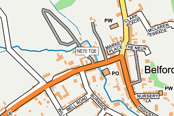 NE70 7QE map - OS OpenMap – Local (Ordnance Survey)