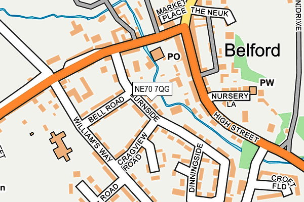 NE70 7QG map - OS OpenMap – Local (Ordnance Survey)