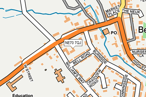 NE70 7QJ map - OS OpenMap – Local (Ordnance Survey)