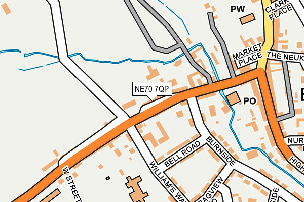 NE70 7QP map - OS OpenMap – Local (Ordnance Survey)