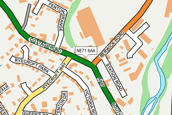 NE71 6AA map - OS OpenMap – Local (Ordnance Survey)