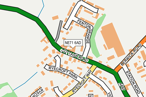 NE71 6AD map - OS OpenMap – Local (Ordnance Survey)