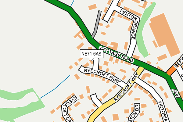 NE71 6AS map - OS OpenMap – Local (Ordnance Survey)