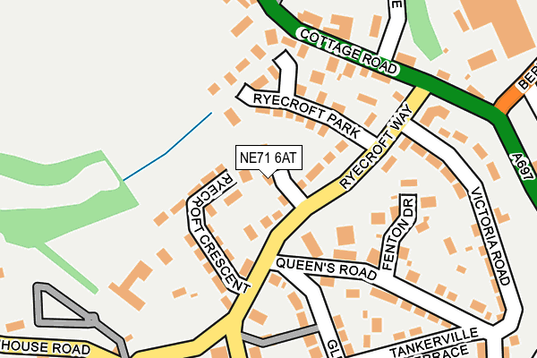 NE71 6AT map - OS OpenMap – Local (Ordnance Survey)