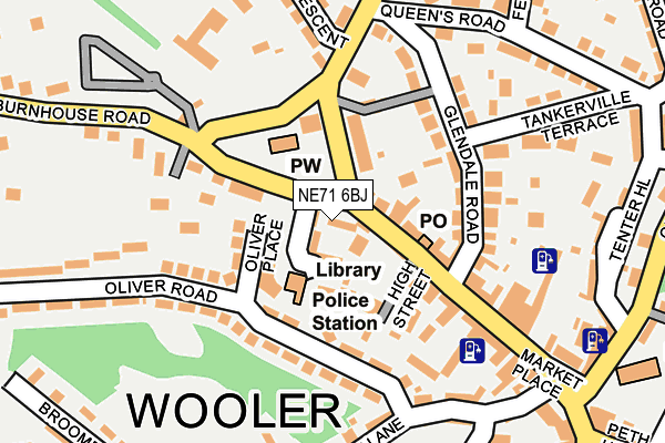 NE71 6BJ map - OS OpenMap – Local (Ordnance Survey)