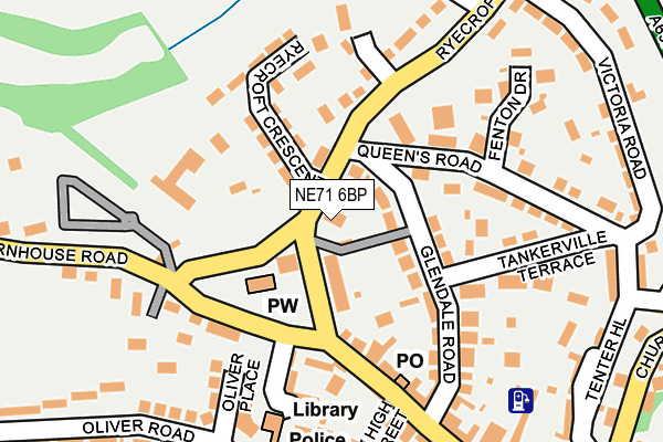 NE71 6BP map - OS OpenMap – Local (Ordnance Survey)