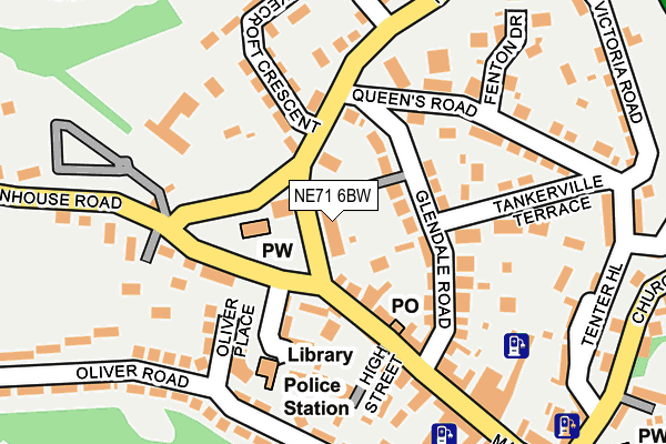 NE71 6BW map - OS OpenMap – Local (Ordnance Survey)