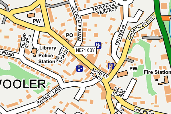 NE71 6BY map - OS OpenMap – Local (Ordnance Survey)