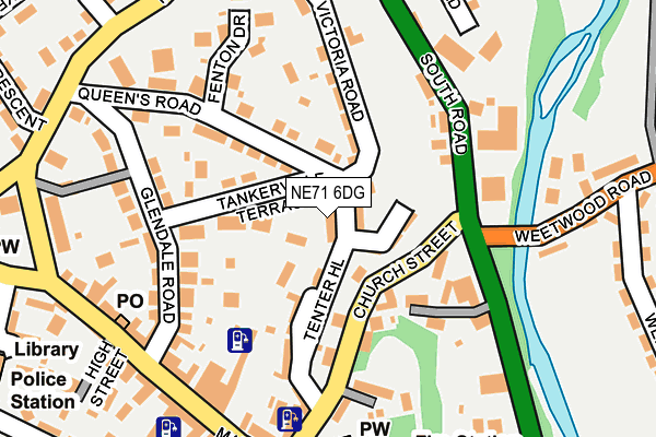 NE71 6DG map - OS OpenMap – Local (Ordnance Survey)