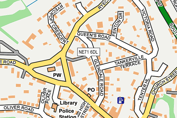 NE71 6DL map - OS OpenMap – Local (Ordnance Survey)