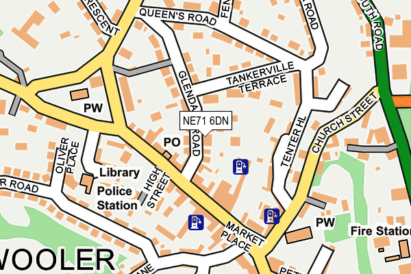 NE71 6DN map - OS OpenMap – Local (Ordnance Survey)