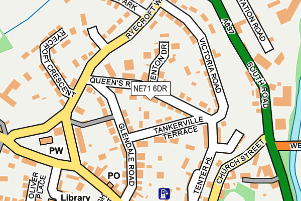 NE71 6DR map - OS OpenMap – Local (Ordnance Survey)