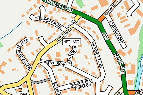 NE71 6DT map - OS OpenMap – Local (Ordnance Survey)