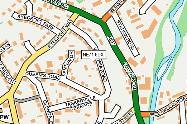 NE71 6DX map - OS OpenMap – Local (Ordnance Survey)