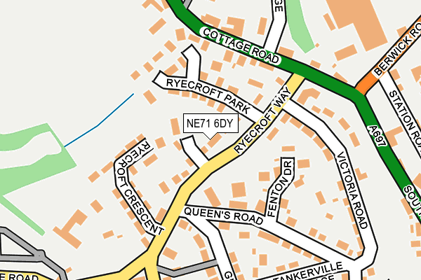 NE71 6DY map - OS OpenMap – Local (Ordnance Survey)