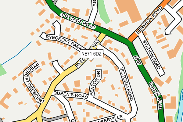 NE71 6DZ map - OS OpenMap – Local (Ordnance Survey)