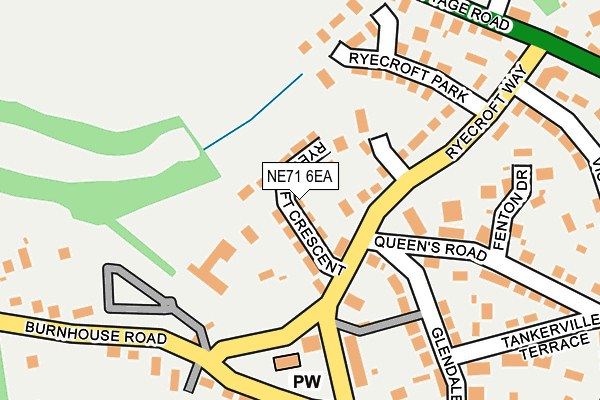 NE71 6EA map - OS OpenMap – Local (Ordnance Survey)