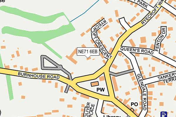 NE71 6EB map - OS OpenMap – Local (Ordnance Survey)