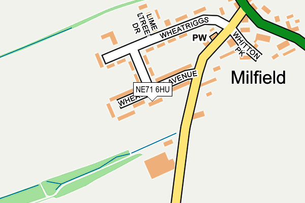 NE71 6HU map - OS OpenMap – Local (Ordnance Survey)