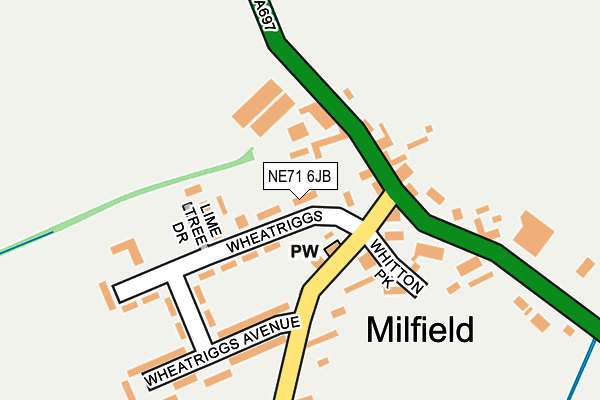 NE71 6JB map - OS OpenMap – Local (Ordnance Survey)