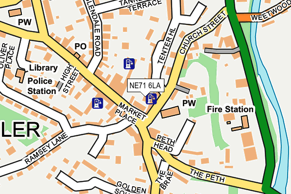 NE71 6LA map - OS OpenMap – Local (Ordnance Survey)