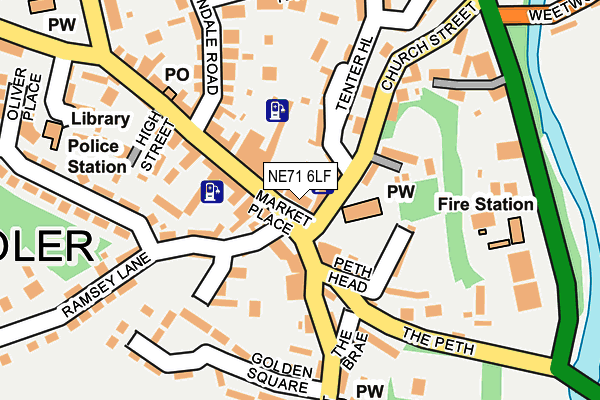 NE71 6LF map - OS OpenMap – Local (Ordnance Survey)