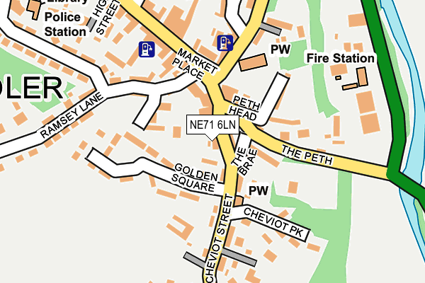 NE71 6LN map - OS OpenMap – Local (Ordnance Survey)
