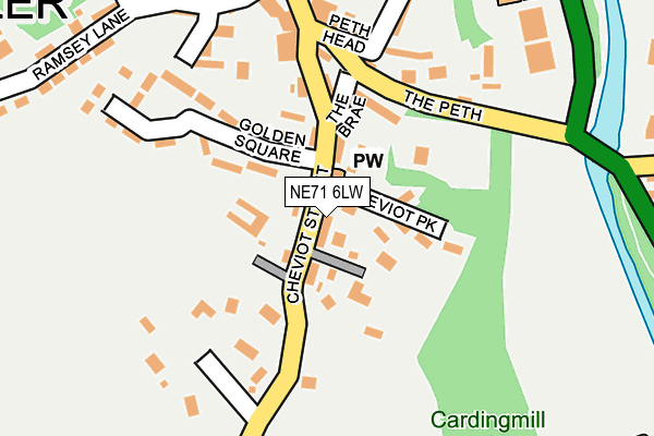 NE71 6LW map - OS OpenMap – Local (Ordnance Survey)
