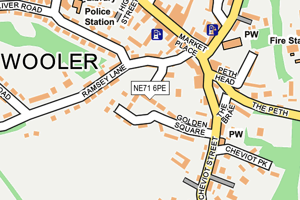 NE71 6PE map - OS OpenMap – Local (Ordnance Survey)